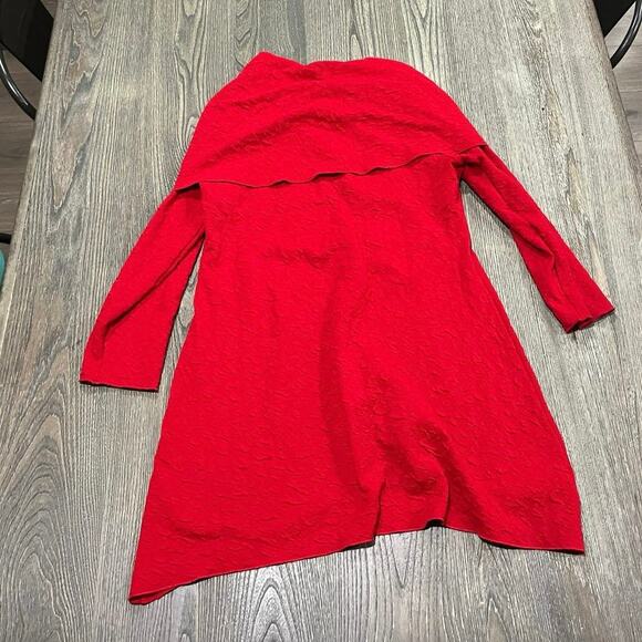 Ali Miles Tunic Top Textured Cowl Neck Long Sleeves Pullover Red Size Small - Picture 2 of 4